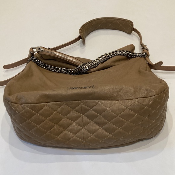 Jimmy Choo Chain Biker Hobo Bag Tan Leather - Picture 7 of 15